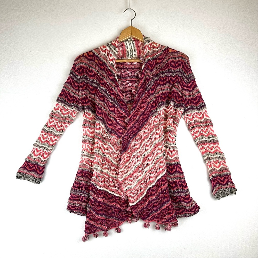 Moth Anthropologie Kasimira Pom Pom Open Front Cardigan Sweater